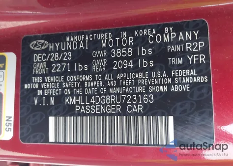 2024 Hyundai Elantra Se z USA, uszkodzony, nr VIN KMHLL4DG8RU723163